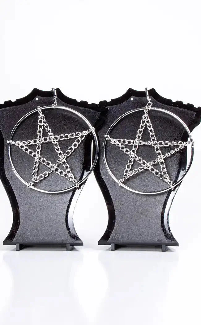 Ritual Pentagram Chain Hoop Earrings